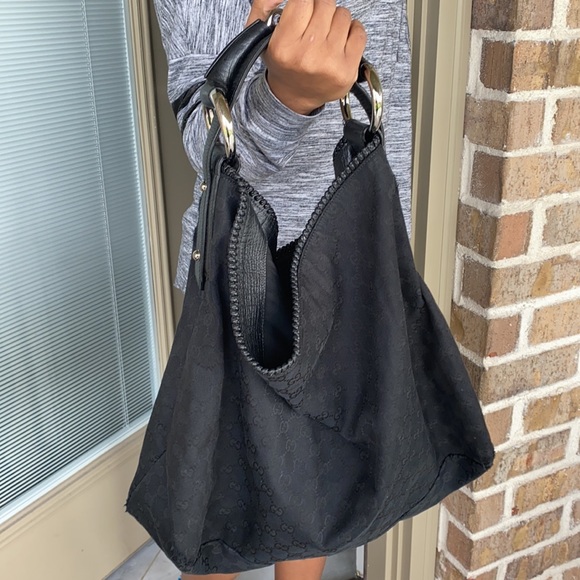 Gucci Horsebit Hobo GG canvas large black - Picture 2 of 6